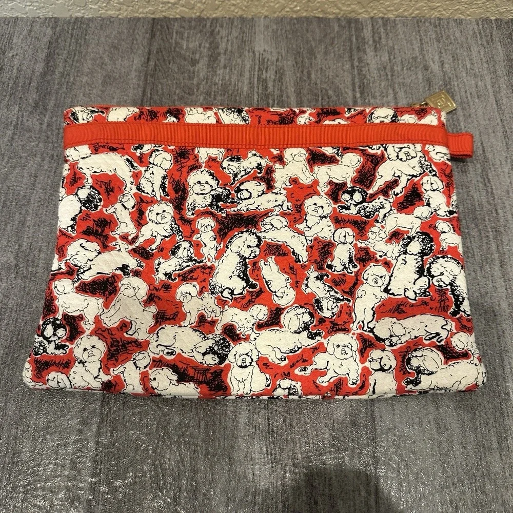 Carolina Herrera X Neiman Marcus Poodle Dog  Travel Bag Tablet Case Makeup Pouch